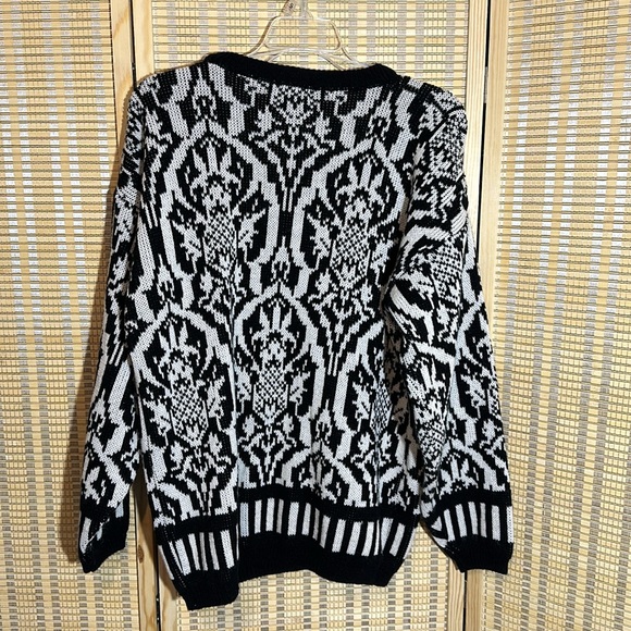 Jamie Scott Vintage 1990s Y2K Black White William Morris Pattern Cardigan Small - Picture 11 of 16